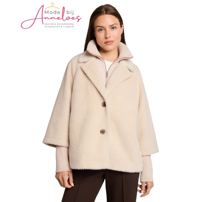 Tom Tailor dames winterjas cosy cape 1051134 Ecru